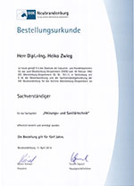 Bestellungsurkunde Gutachter IHK